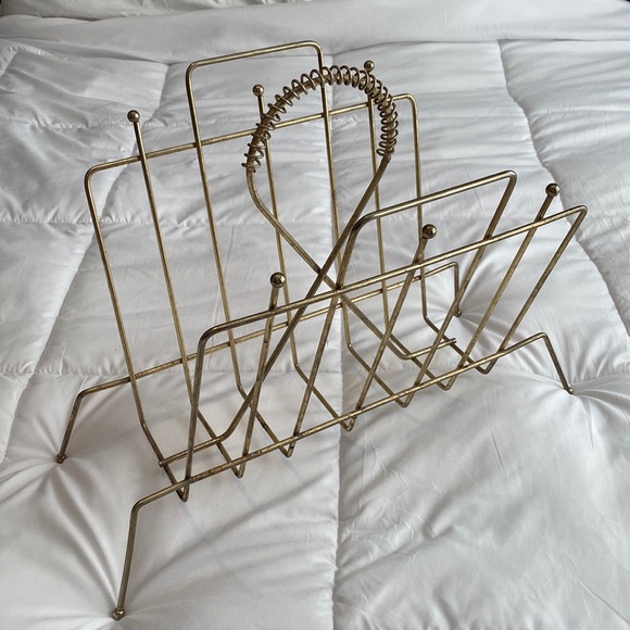 Storage & Organization Vintage Mid Century Brass Gold Magazine Rack